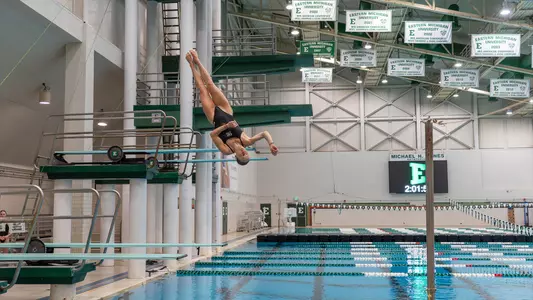 Taityn Speier diving against Ball State Jan. 24, 2026