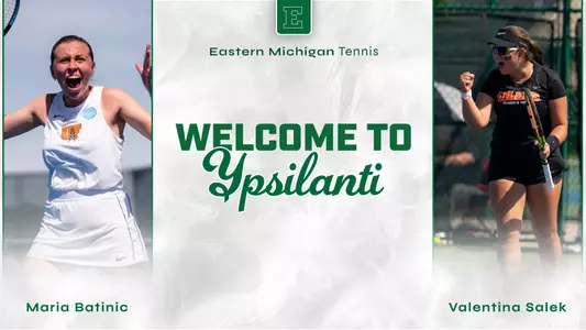 Tennis graphic announcing the signing of transfers Maria Batinic (left) and Valentina Selek (right)