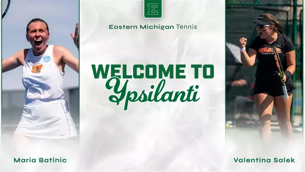 Tennis graphic announcing the signing of transfers Maria Batinic (left) and Valentina Selek (right)