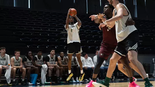 Sencire Harris Shooting a Basketball Against McMaster University at the University of Windsor, Aug. 16, 2026