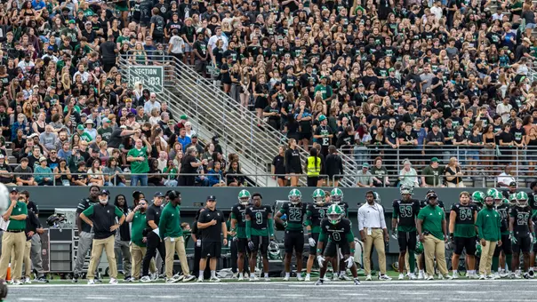 Fans filling the Rynearson Stadium stands for the game against Sacramento State