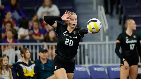 AshleeKay Christensen gets ready to serve at Michigan, Sept. 17, 2026