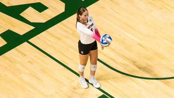 Madelyn Sipe gets ready to serve vs. Cornell, Sept. 18