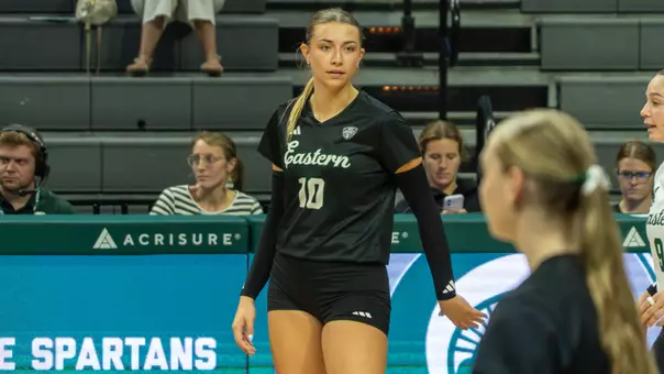 Haley Trosky prepares to enter a scrimmage against Michigan State at the Breslin Center, Aug. 19, 2026
