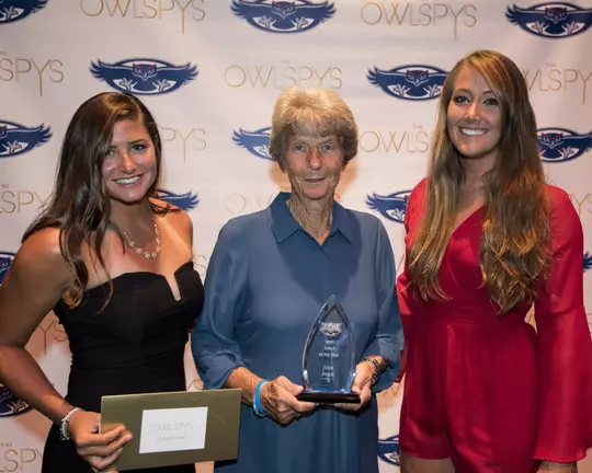 2016 Owlspys - Presenter Brittany Pellitteri (beach volleyball) Head Coach Joan Joyce (softball) and Andi Galinis (beach volleyball