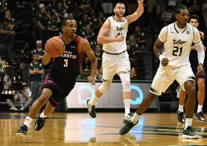 Nov 10, 2017; Tampa, FL, USA; Florida Atlantic Owls guard Anthony Adger (3) pushes the ball up the court in the first half against the South Florida Bulls at USF Sun Dome. Mandatory Credit: Jonathan Dyer-USA TODAY Sport