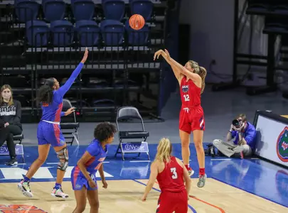 during the Gators' game against the Florida Atlantic Owls on Monday, December 7, 2020 at Exactech Arena at the Stephen C. O'Connell Center in Gainesville, FL / UAA Communications photo by Hannah White
