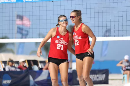 GULF SHORES, AL - MAY 04: The Stanford Cardinal take on the Florida Atlantic Owls during the Division I Women’s Beach Volleyball Championship held on May 4, 2022 in Gulf Shores, Alabama. (Photo by Justin Tafoya/NCAA Photos via Getty Images)