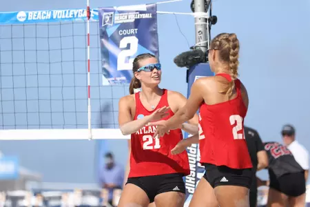 GULF SHORES, AL - MAY 04: The Stanford Cardinal take on the Florida Atlantic Owls during the Division I Women’s Beach Volleyball Championship held on May 4, 2022 in Gulf Shores, Alabama. (Photo by Justin Tafoya/NCAA Photos via Getty Images)