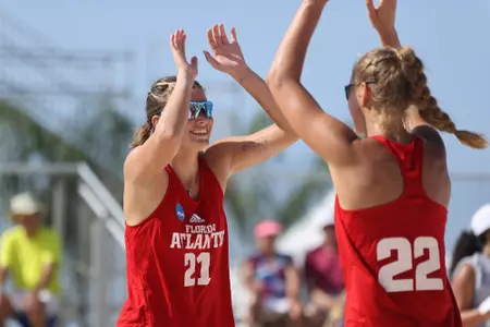 GULF SHORES, AL - MAY 04: The Stanford Cardinal take on the Florida Atlantic Owls during the Division I Women’s Beach Volleyball Championship held on May 4, 2022 in Gulf Shores, Alabama. (Photo by Justin Tafoya/NCAA Photos via Getty Images)