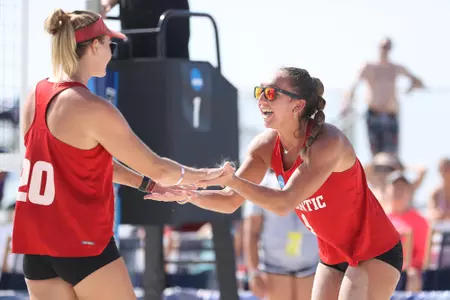 GULF SHORES, AL - MAY 04: The Stanford Cardinal take on the Florida Atlantic Owls during the Division I Women’s Beach Volleyball Championship held on May 4, 2022 in Gulf Shores, Alabama. (Photo by Justin Tafoya/NCAA Photos via Getty Images)