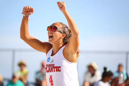 GULF SHORES, AL - MAY 06: The Florida Atlantic Owls take on the Loyola Marymount Lions during the Division I Women?s Beach Volleyball Championship held on May 6, 2022 in Gulf Shores, Alabama. (Photo by Jamie Schwaberow/NCAA Photos via Getty Images)
