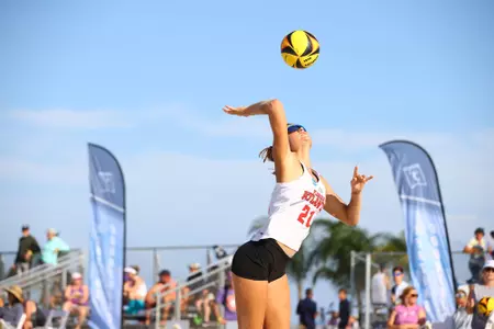 GULF SHORES, AL - MAY 06: The Florida Atlantic Owls take on the Loyola Marymount Lions during the Division I Women?s Beach Volleyball Championship held on May 6, 2022 in Gulf Shores, Alabama. (Photo by Jamie Schwaberow/NCAA Photos via Getty Images)