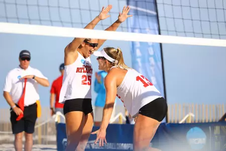 GULF SHORES, AL - MAY 06: The Florida Atlantic Owls take on the Loyola Marymount Lions during the Division I Women?s Beach Volleyball Championship held on May 6, 2022 in Gulf Shores, Alabama. (Photo by Jamie Schwaberow/NCAA Photos via Getty Images)