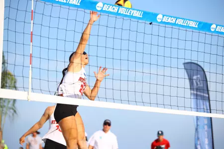 GULF SHORES, AL - MAY 06: The Florida Atlantic Owls take on the Loyola Marymount Lions during the Division I Women?s Beach Volleyball Championship held on May 6, 2022 in Gulf Shores, Alabama. (Photo by Jamie Schwaberow/NCAA Photos via Getty Images)