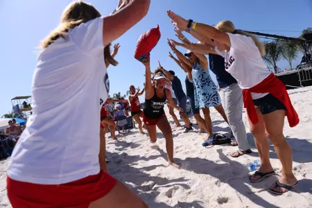 GULF SHORES, AL - MAY 04: The Stanford Cardinal take on the Florida Atlantic Owls during the Division I Women’s Beach Volleyball Championship held on May 4, 2022 in Gulf Shores, Alabama. (Photo by Justin Tafoya/NCAA Photos via Getty Images)