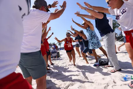 GULF SHORES, AL - MAY 04: The Stanford Cardinal take on the Florida Atlantic Owls during the Division I Women’s Beach Volleyball Championship held on May 4, 2022 in Gulf Shores, Alabama. (Photo by Justin Tafoya/NCAA Photos via Getty Images)