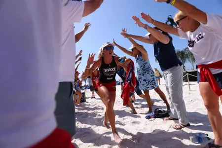 GULF SHORES, AL - MAY 04: The Stanford Cardinal take on the Florida Atlantic Owls during the Division I Women’s Beach Volleyball Championship held on May 4, 2022 in Gulf Shores, Alabama. (Photo by Justin Tafoya/NCAA Photos via Getty Images)