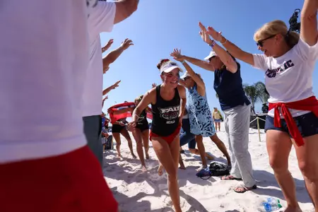 GULF SHORES, AL - MAY 04: The Stanford Cardinal take on the Florida Atlantic Owls during the Division I Women’s Beach Volleyball Championship held on May 4, 2022 in Gulf Shores, Alabama. (Photo by Justin Tafoya/NCAA Photos via Getty Images)