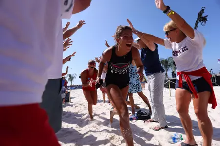 GULF SHORES, AL - MAY 04: The Stanford Cardinal take on the Florida Atlantic Owls during the Division I Women’s Beach Volleyball Championship held on May 4, 2022 in Gulf Shores, Alabama. (Photo by Justin Tafoya/NCAA Photos via Getty Images)