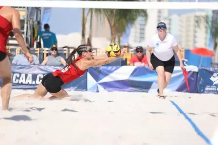 GULF SHORES, AL - MAY 04: The Stanford Cardinal take on the Florida Atlantic Owls during the Division I Women’s Beach Volleyball Championship held on May 4, 2022 in Gulf Shores, Alabama. (Photo by Justin Tafoya/NCAA Photos via Getty Images)