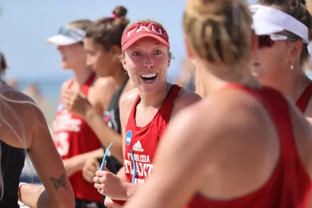 GULF SHORES, AL - MAY 04: The Stanford Cardinal take on the Florida Atlantic Owls during the Division I Women’s Beach Volleyball Championship held on May 4, 2022 in Gulf Shores, Alabama. (Photo by Justin Tafoya/NCAA Photos via Getty Images)