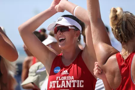 GULF SHORES, AL - MAY 04: The Stanford Cardinal take on the Florida Atlantic Owls during the Division I Women’s Beach Volleyball Championship held on May 4, 2022 in Gulf Shores, Alabama. (Photo by Justin Tafoya/NCAA Photos via Getty Images)