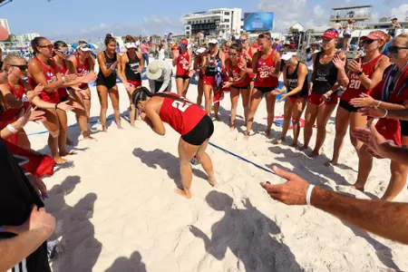 GULF SHORES, AL - MAY 04: The Stanford Cardinal take on the Florida Atlantic Owls during the Division I Women’s Beach Volleyball Championship held on May 4, 2022 in Gulf Shores, Alabama. (Photo by C. Morgan Engel/NCAA Photos via Getty Images)