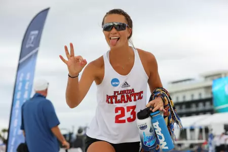 GULF SHORES, AL - MAY 06: The USC Trojans take on the Florida Atlantics Owls during the Division I Women’s Beach Volleyball Championship held on May 6, 2022 in Gulf Shores, Alabama. (Photo by C. Morgan Engel/NCAA Photos via Getty Images)