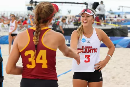 GULF SHORES, AL - MAY 06: The USC Trojans take on the Florida Atlantics Owls during the Division I Women’s Beach Volleyball Championship held on May 6, 2022 in Gulf Shores, Alabama. (Photo by C. Morgan Engel/NCAA Photos via Getty Images)