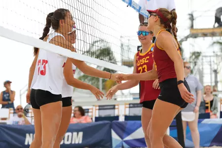 GULF SHORES, AL - MAY 06: The USC Trojans take on the Florida Atlantics Owls during the Division I Women’s Beach Volleyball Championship held on May 6, 2022 in Gulf Shores, Alabama. (Photo by C. Morgan Engel/NCAA Photos via Getty Images)