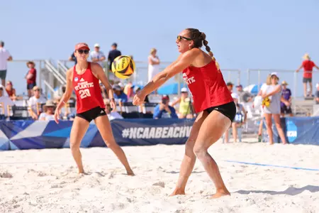 GULF SHORES, AL - MAY 04: The Stanford Cardinal take on the Florida Atlantic Owls during the Division I Women’s Beach Volleyball Championship held on May 4, 2022 in Gulf Shores, Alabama. (Photo by C. Morgan Engel/NCAA Photos via Getty Images)