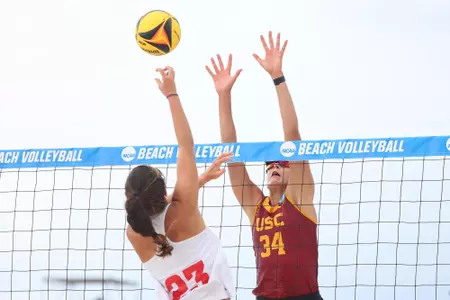 GULF SHORES, AL - MAY 06: The USC Trojans take on the Florida Atlantics Owls during the Division I Women’s Beach Volleyball Championship held on May 6, 2022 in Gulf Shores, Alabama. (Photo by C. Morgan Engel/NCAA Photos via Getty Images)