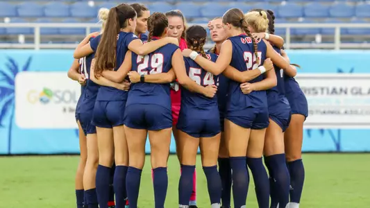 2023 team huddle vs. Arkansas Little Rock