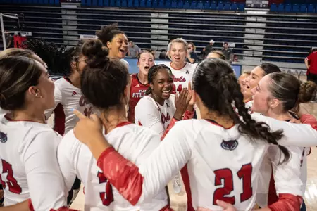 Florida Atlantic Volleyball Huddle Celebration vs. Seton Hall