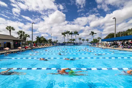 BOCA RATON, FL - OCTOBER 19: FAU Swim and Dive vs Keiser at the FAU Aquatics Center on October 18, 2025 (Photo by Mauricio Paiz)