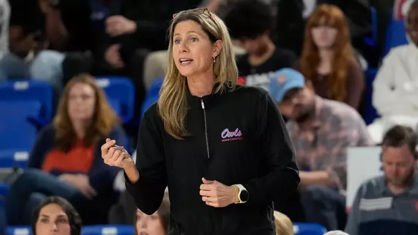 Coach LeAnn Freeland coaching against FIU
