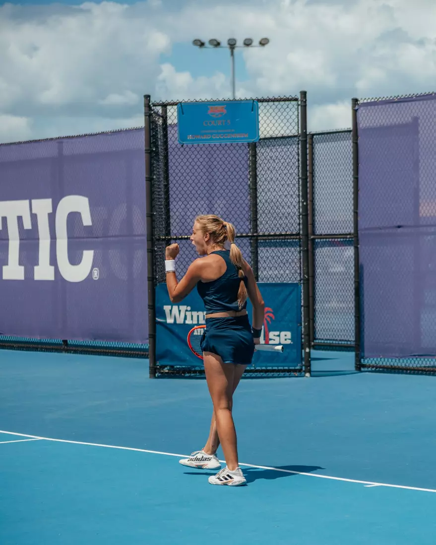 Women's Tennis' Alexia Patru versus Harvard.