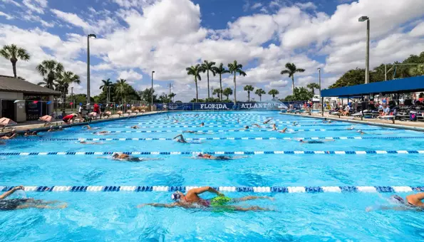 BOCA RATON, FL - OCTOBER 19: FAU Swim and Dive vs Keiser at the FAU Aquatics Center on October 18, 2025 (Photo by Mauricio Paiz)