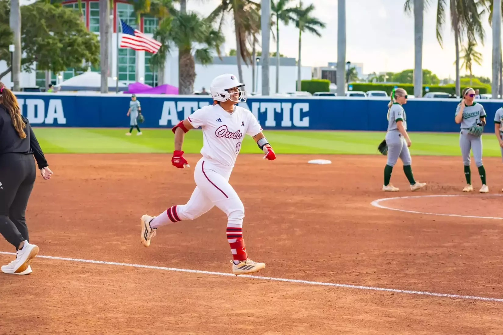 Softball's Jesiana Mora running to home plate after hitting a home run against UAB on Thursday, April 30th.