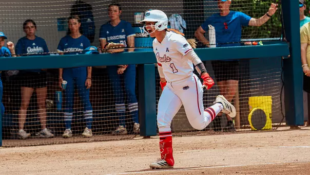 Jesiana Mora celebrating a home run versus Tulsa