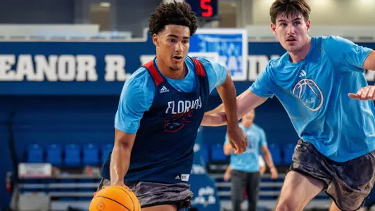 Josh Harris going up against Kieran Mullen at practice