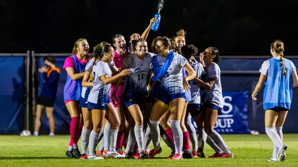 Women's soccer postgame after win versus Charlotte