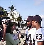 Illinois sophomores Jameel Cook and Rocky Harvey enjoy a day at the beach for the Micronpc.com Bowl's Media/Fan Appreciation Day.