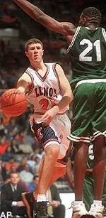 Illinois' Sean Harrington tries to shoot as Texas Pan-American's John Braxton defends during the first half Wednesday.