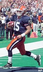 Kurt Kittner scores on a bootleg run in the first half Saturday.