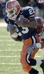 Rocky Harvey carries the ball in football's 25-14 win over Minnesota Saturday.