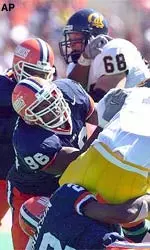 Brandon Moore looks to anchor a much-improved defensive line in 2001.