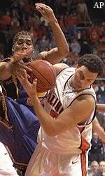 Illinois' Deron Williams battles for a loose ball against Coppin State, Monday.