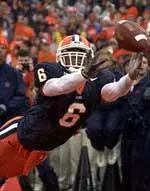 Kelvin Hayden makes a diving attempt in the first half of Saturday's game.